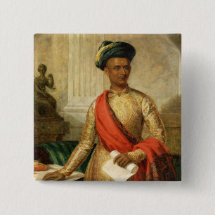 Purniya, Chief Minister of Mysore, c.1801 (oil on 2 Inch Square Button
