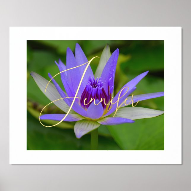 Purp Water Lily Personalized Foil Name Foil Prints (Front)