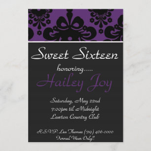 purpblack copy, Sweet Sixteen, honouring....., H.. Invitation