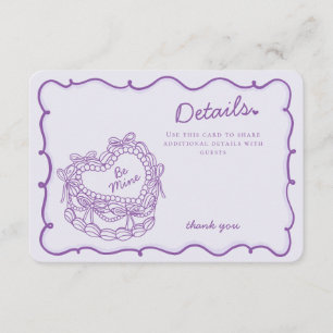 Purpl Bow Retro Heart Coquette Cake Details Insert