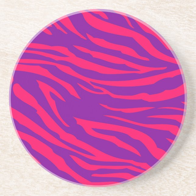 Purpl rose chaud Zebra Imprimer Dessous de verre d (Devant)