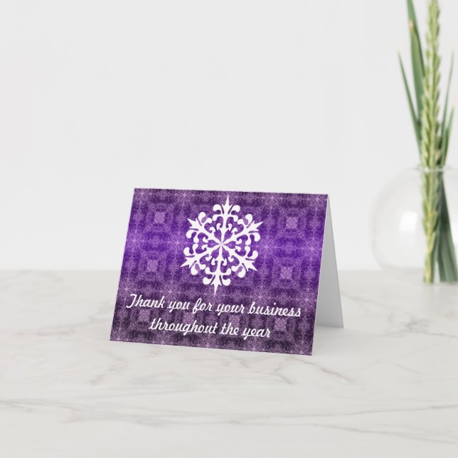 Purpl & White Business Holiday Thank You Note Card (Front)
