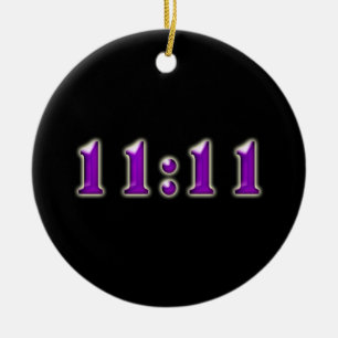 Purple 11:11 Numbers Ceramic Ornament