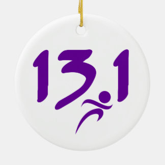 Purple 13.1 half-marathon ceramic ornament