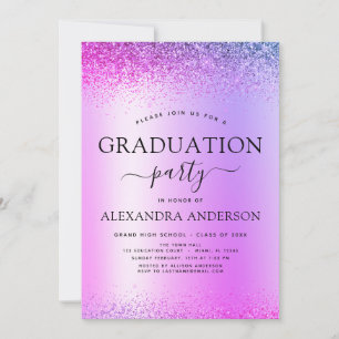 Purple 2022 Graduation Party Glitter Invitation