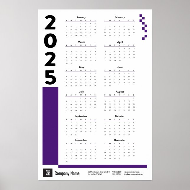 Purple 2025 Corporate Wall Calendar Poster (Front)
