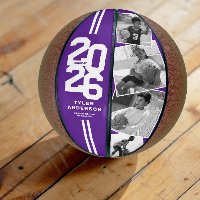 Purple 2025 Graduation Senior 4 Photo Basketball (Creator Uploaded)