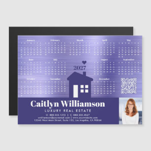 Purple 2026 Calendar Realtor Photo QR Code Magnet