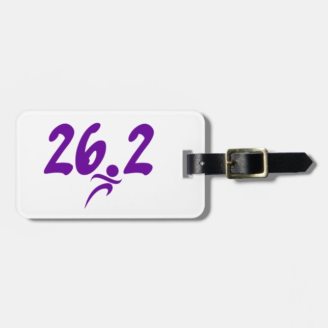 Purple 26.2 marathon luggage tag (Front Horizontal)