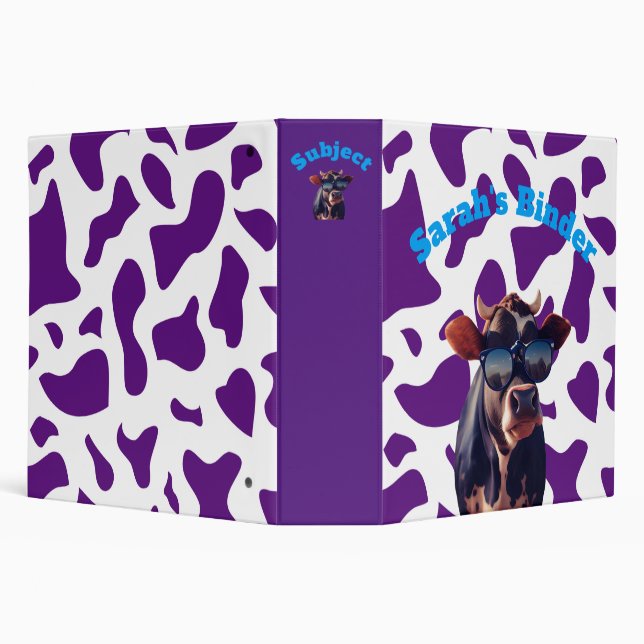 Purple 2" Cow Print Custom Binder (Background)