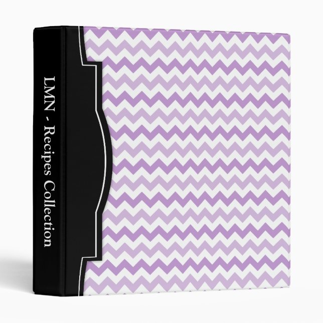 Purple 2-Tone Chevron personalized Recipe Binder (Front/Spine)