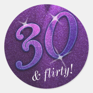 Purple 30 and Flirty Birthday Stickers