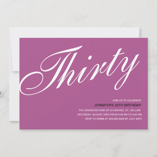 Purple 30e anniversaire Invitations (Devant)
