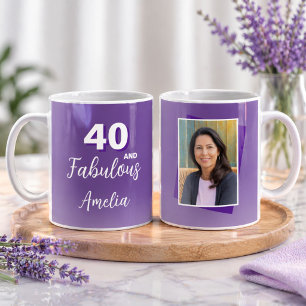 Purple 40 and Fabulous 40th Birthday Photo Coffee Mug