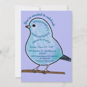 Purple 45th Birthday Cute Bird Dinner Party  Invitation