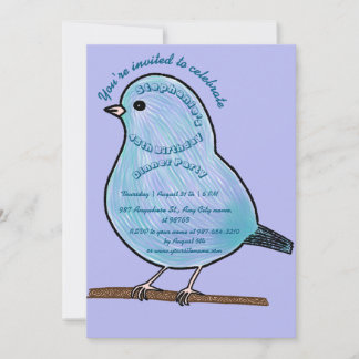 Purple 45th Birthday Cute Bird Dinner Party Invitation