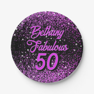 Purple 50 Fabulous Birthday 7" Paper Plate