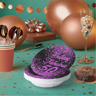 Purple 50 Fabulous Birthday Paper Plate