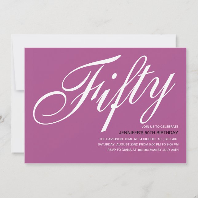 Purple 50e anniversaire Invitations (Devant)