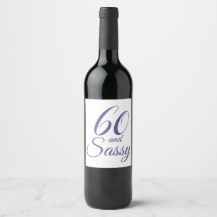 Purple 60 and Sassy Birthday Wine Label