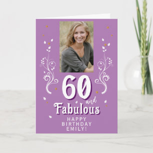 Purple 60 & Fabulous Foliage 60th Birthday Photo  Card