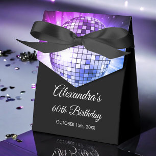 Purple 60th Birthday Party 70's Disco Ball Favor Box