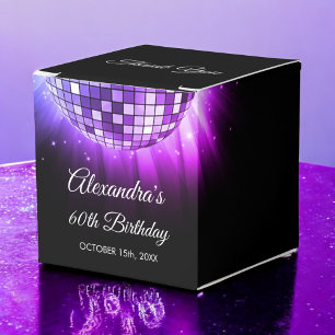 Purple 60th Birthday Party 70's Disco Ball Favor Box