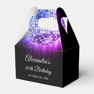 Purple 60th Birthday Party 70's Disco Ball Favor Box