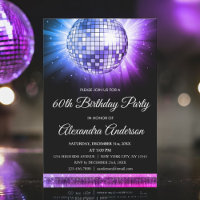 Purple 60th Birthday Party 70's Disco Ball
