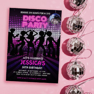 Purple 70s Disco Dancing Party Invitation
