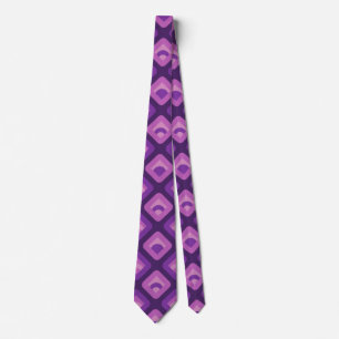 Purple 70s retro sunset cubes pattern tie