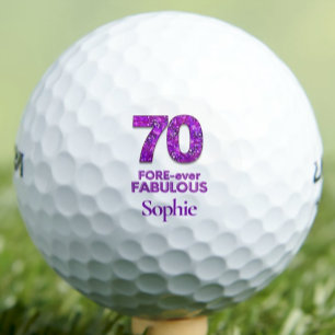 Purple 70th Birthday Cousin Gift - Fabulous 70 Golf Balls