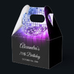 Purple 70th Birthday Party 70's Disco Ball Favor Box<br><div class="desc">Elevate your 70th birthday celebration with our Purple 70th Birthday Party 70's Disco Ball Favour Box. This favour box captures the essence of the disco era, making it the perfect choice for a disco-themed bash or any event where you want to infuse a touch of '70s magic. In a dazzling...</div>