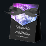 Purple 70th Birthday Party 70's Disco Ball Favor Box<br><div class="desc">Elevate your 70th birthday celebration with our Purple 70th Birthday Party 70's Disco Ball Favour Box. This favour box captures the essence of the disco era, making it the perfect choice for a disco-themed bash or any event where you want to infuse a touch of '70s magic. In a dazzling...</div>