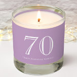 Purple | 70th Birthday | Scented Jar Candle<br><div class="desc">Introducing our personalized 70th Birthday Scented Candle - the perfect gift for anyone celebrating this milestone occasion! Featuring elegant white typography and the recipient's name on a light purple background. This 70th Birthday Scented Candle is fully customizable, adding a special touch and making it a one-of-kind keepsake that the recipient...</div>