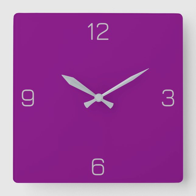 Purple 800080 Colour - Add a Name Option Square Wall Clock (Front)
