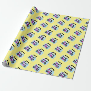 Purple 80s 90s Throw Back Music Wrapping Paper