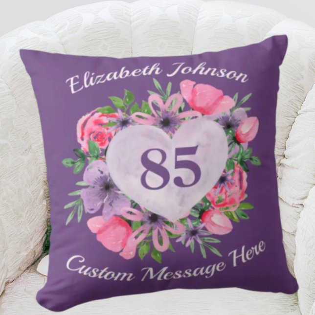 Purple 85th Birthday Pillow for Women (Creator Uploaded)
