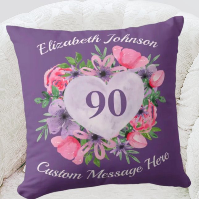 Purple 90e anniversaire Coussin pour femmes (Créateur téléchargé)