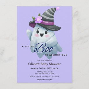 Purple A Little Boo Halloween Baby Shower  Invitation