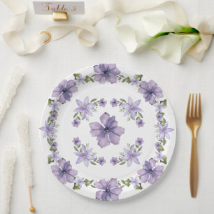 Purple A Little Wildflower Is On The Way Script Pa Paper Plate
