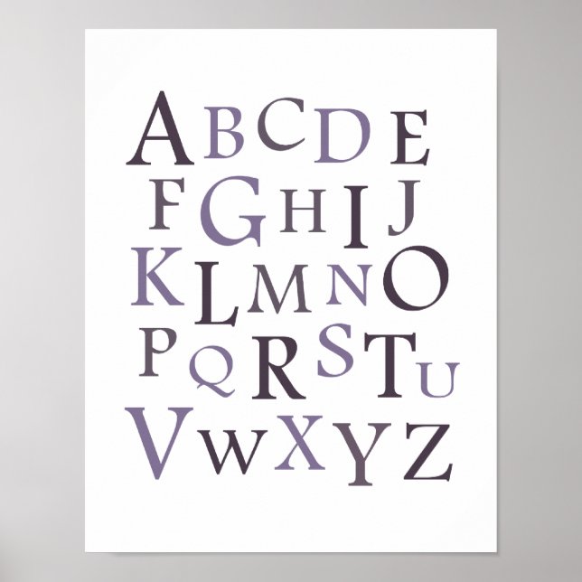 Purple ABC Nursery Typography Print (Front)