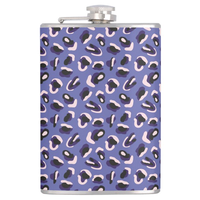 Purple Abstract Animal Print Hip Flask (Front)