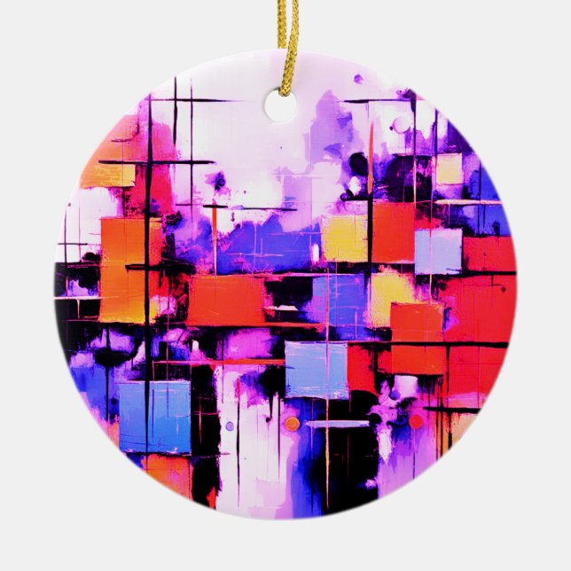 Purple Abstract Art 108 Ceramic Ornament (Front)