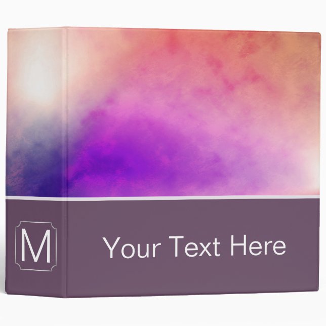 Purple Abstract Background. Custom Monogram 2 Binder (Front/Spine)