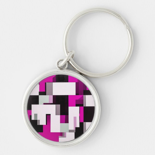 Purple abstract blocks keychain (Front)