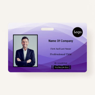 Purple Abstract Business Photo Identification ID Badge