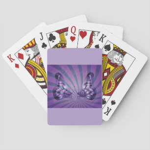Purple Abstract Butterfly with Radiant Wings Playing Cards