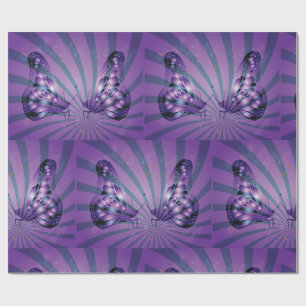 Purple Abstract Butterfly with Radiant Wings Wrapping Paper