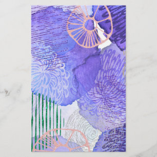 Purple Abstract Design Stationery